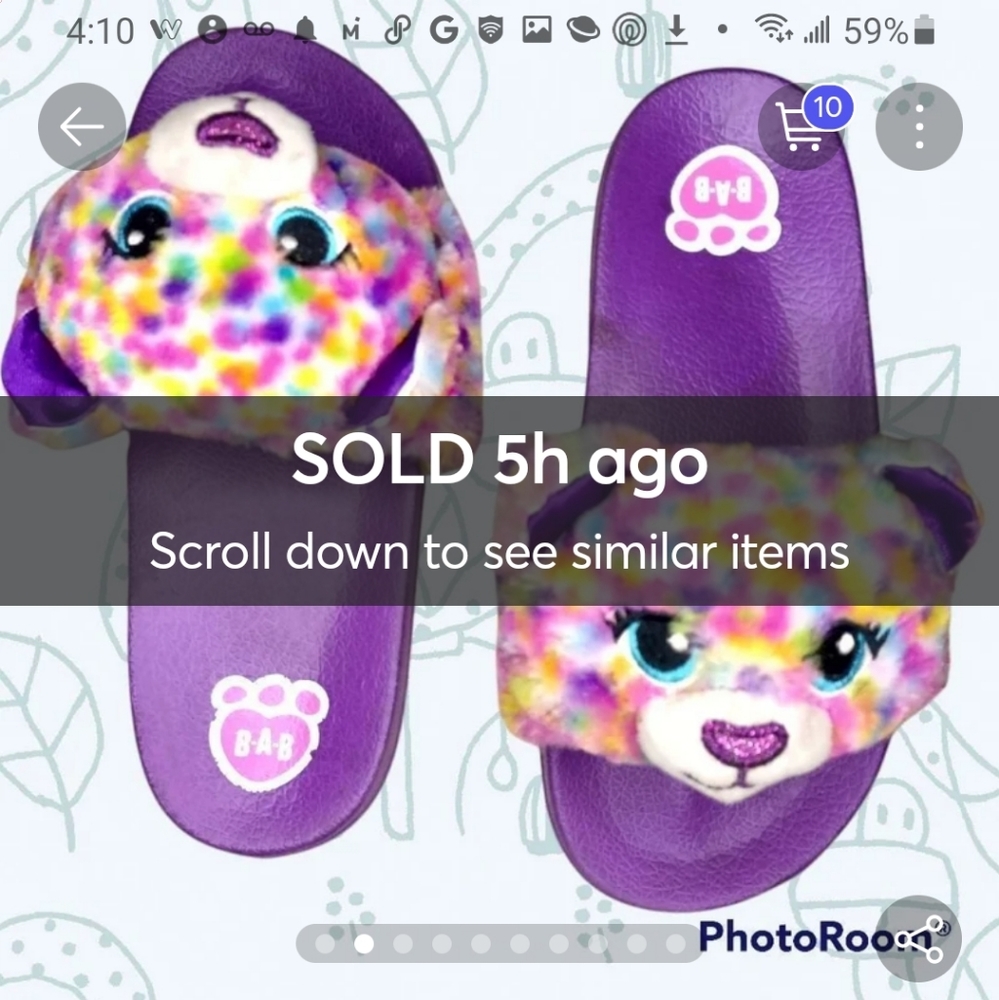 Build-A-Bear Lisa Frank Colorful Cat Girls' Size (13-1) Slides/Slippers